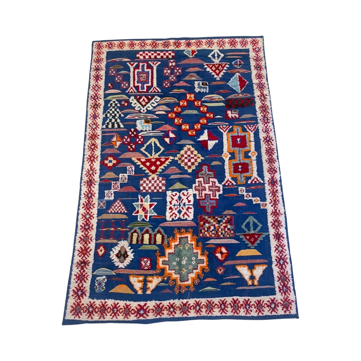 モロッコ　ミニラグZINDEKH597 Blue Moroccan Taznakht Rug | 5' 6” x 8' 5