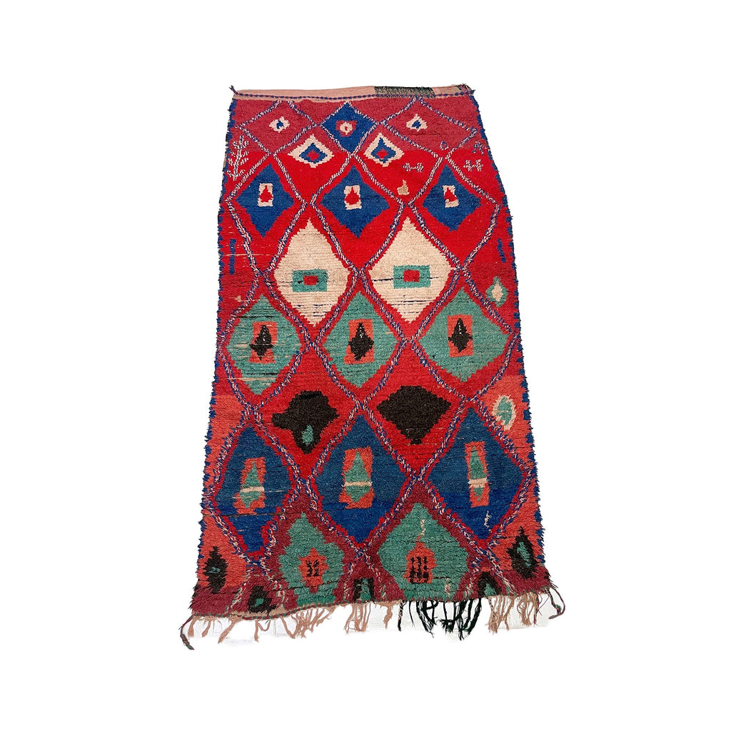 新品未使用　Moroccan boucherouite rug ポシャルウィット Unique Boucherouite Moroccan Rug: A Tapestry of Vibrant