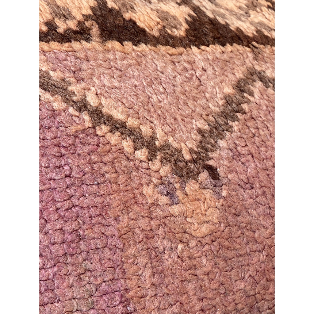 Pink vintage upcycled Moroccan pillow with coffee-colored border - Kantara | Moroccan Rugs