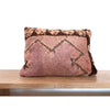 Pink vintage upcycled Moroccan pillow with coffee-colored border - Kantara | Moroccan Rugs