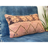 Pink upcycled throw pillow made from a vintage Moroccan rug - Kantara | Moroccan Rugs