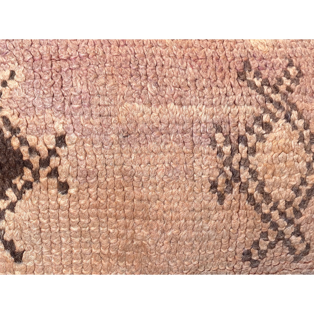 Pink vintage Moroccan throw pillow with brown details - Kantara | Moroccan Rugs