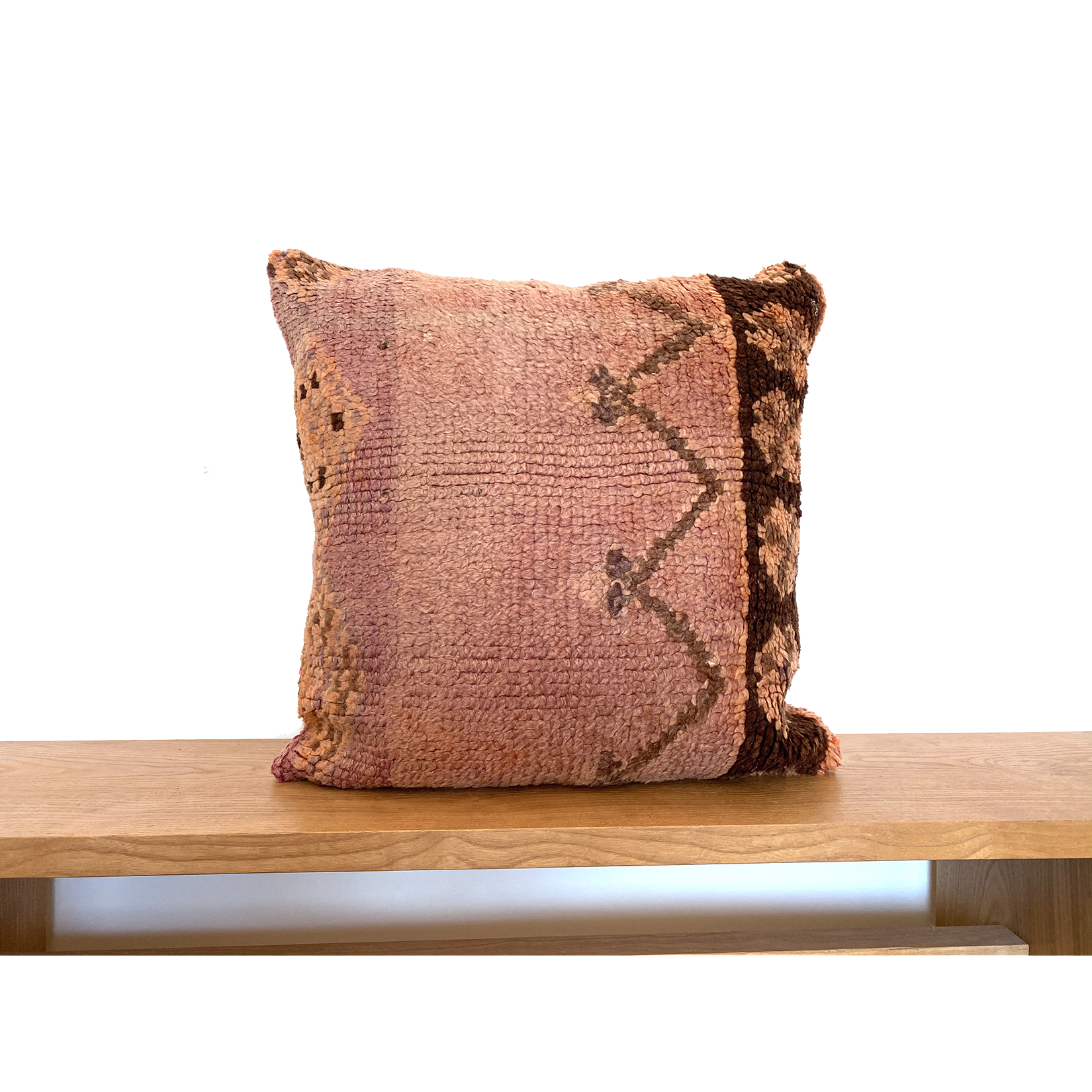 Square shaped upcycled pink Moroccan pillow - Kantara | Moroccan Rugs