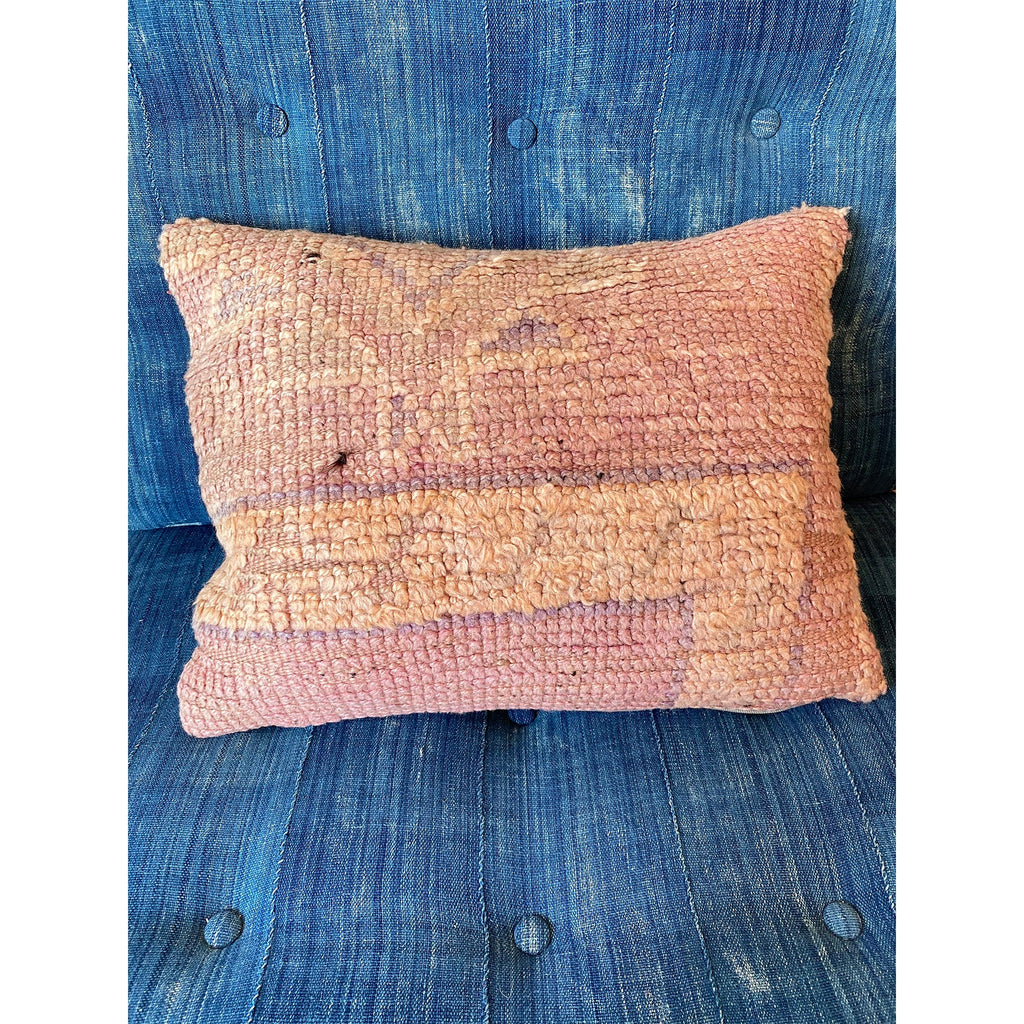 Upcycled pink and orange Moroccan lumbar pillow - Kantara | Moroccan Rugs