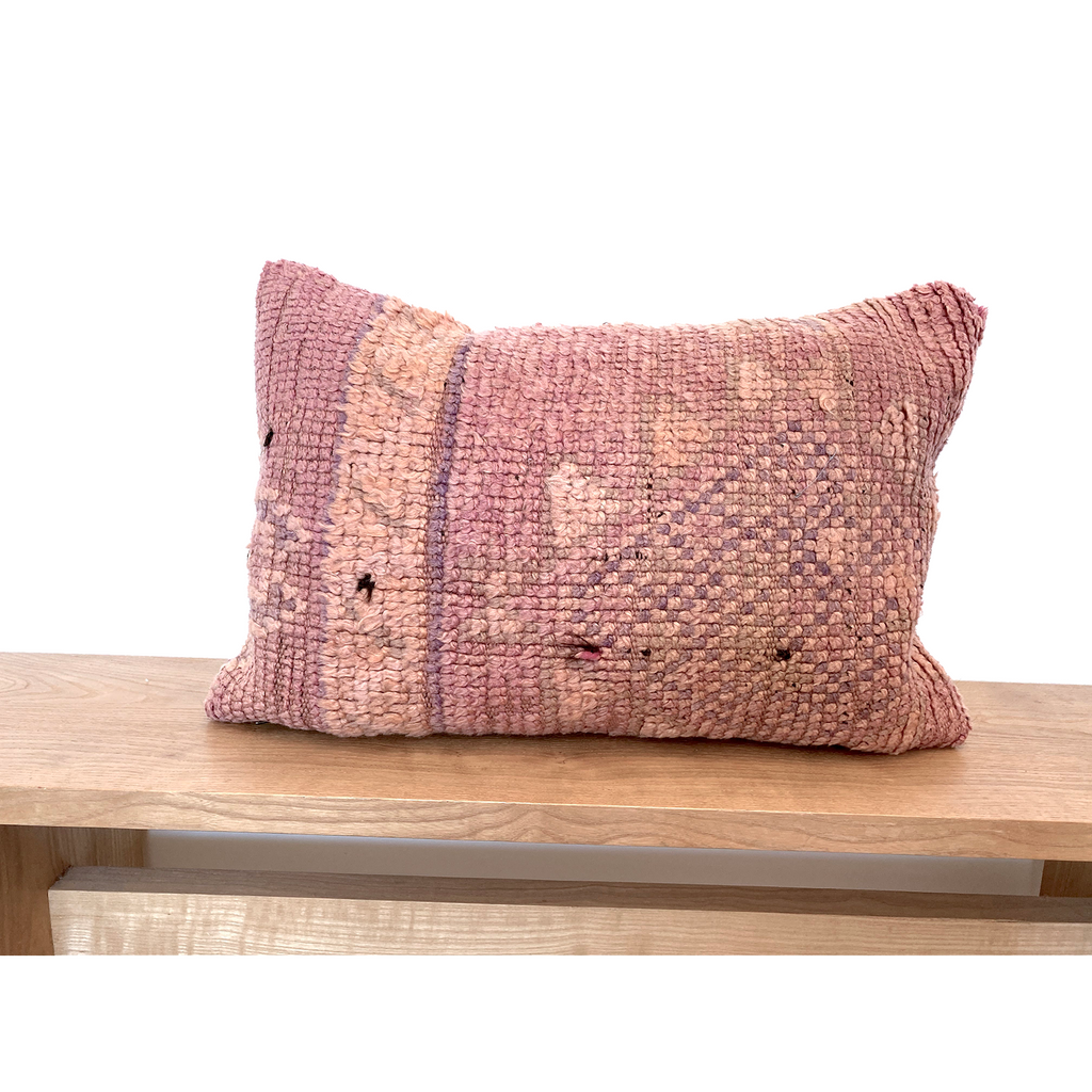 Vintage pink and orange Moroccan throw pillow - Kantara | Moroccan Rugs