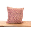 Pink upcycled Moroccan throw pillow with faded diamond motif - Kantara | Moroccan Rugs