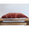 Plush red Moroccan throw pillow with funky stripe pattern - Kantara | Moroccan Rugs