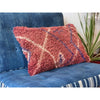 Plush red Moroccan throw pillow with funky stripe pattern - Kantara | Moroccan Rugs