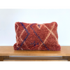 Plush red Moroccan throw pillow with funky stripe pattern - Kantara | Moroccan Rugs