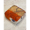 Yellow and orange Moroccan floor pouf with geometric pattern design - Kantara | Moroccan Rugs