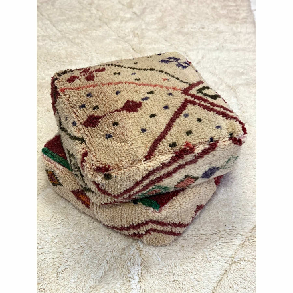 Cream colored Moroccan floor pillow pouf - Kantara | Moroccan Rugs