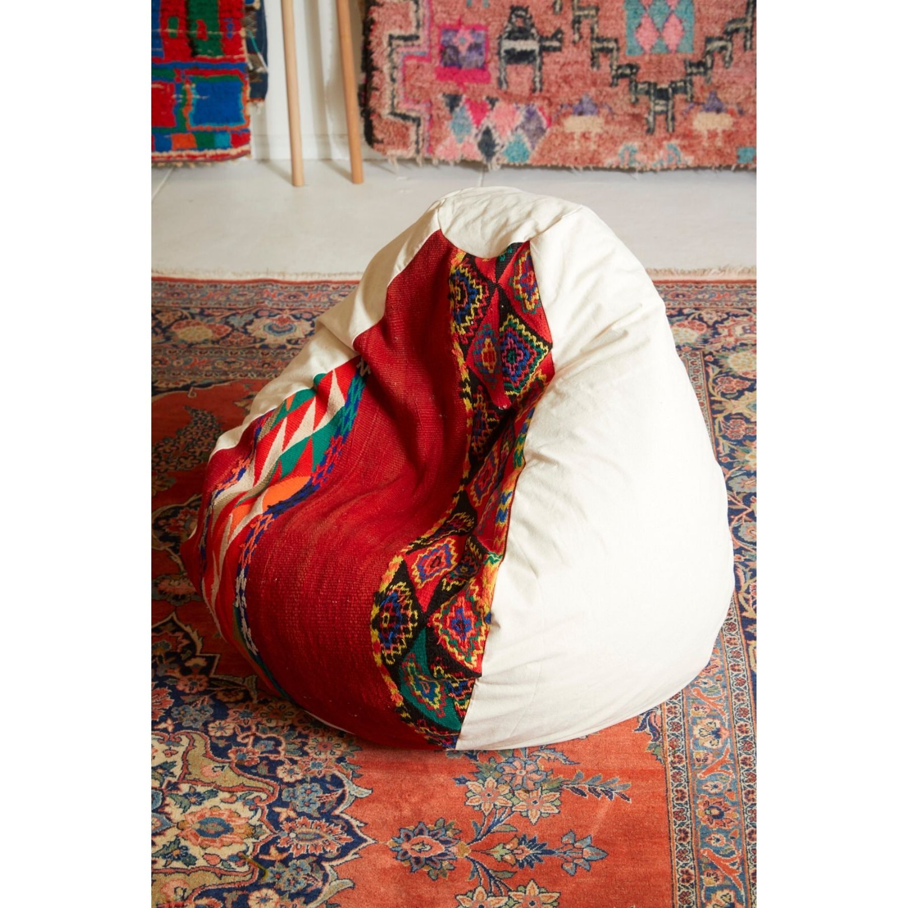Contemporary colorful boho chic Moroccan bean bag chair - Kantara | Moroccan Rugs