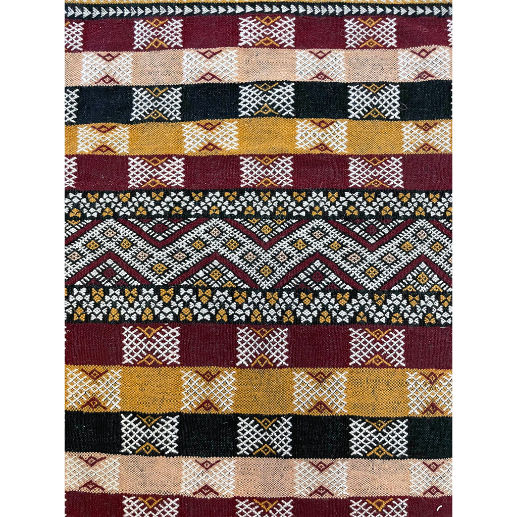 Red, gold, and black Moroccan flatweave living room rug - Kantara | Moroccan Rugs