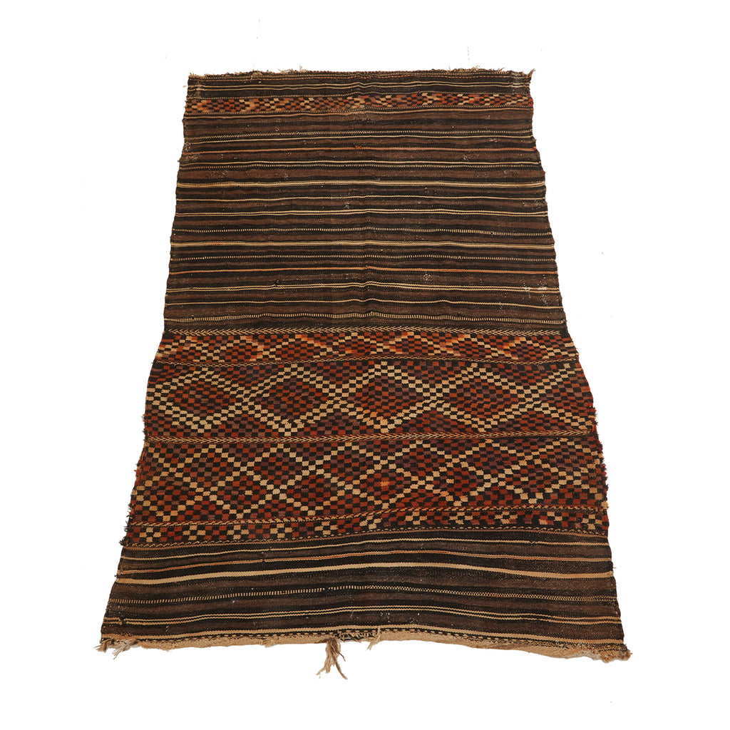 Vintage Moroccan teliss rug in brown and red - Kantara | Moroccan Rugs