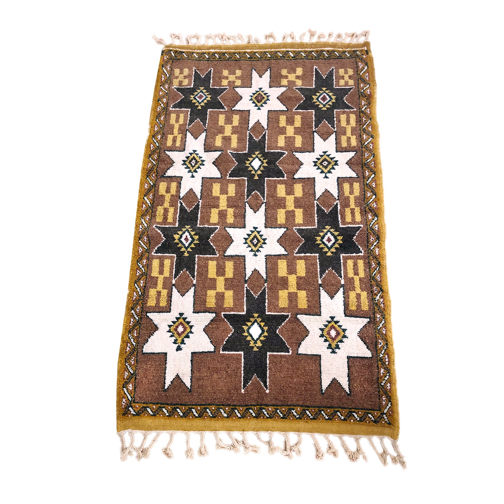 Brown tribal low pile berber carpet - Kantara | Moroccan Rugs
