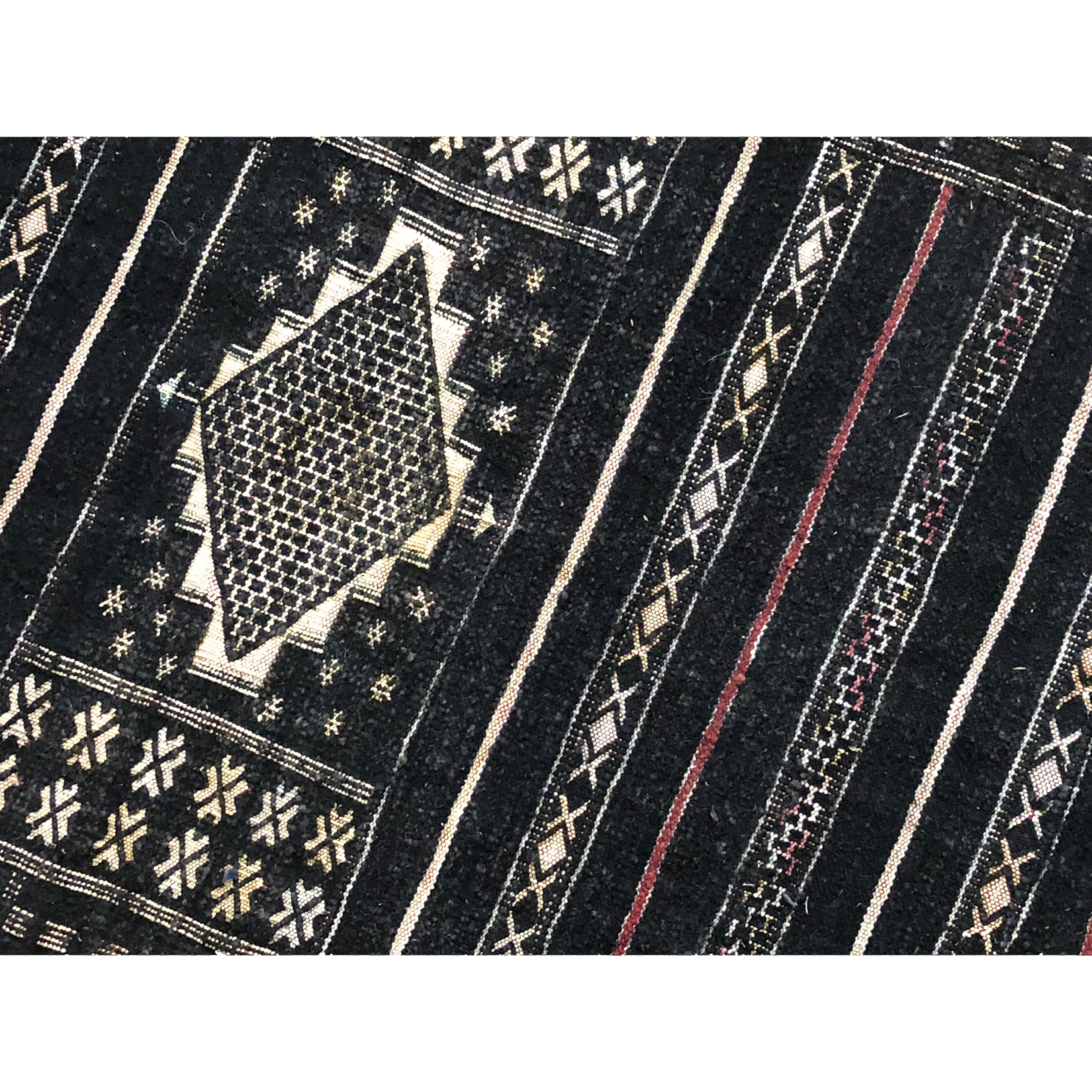 Black Moroccan runner rug with geometric pattern design  - Kantara | Moroccan Rugs