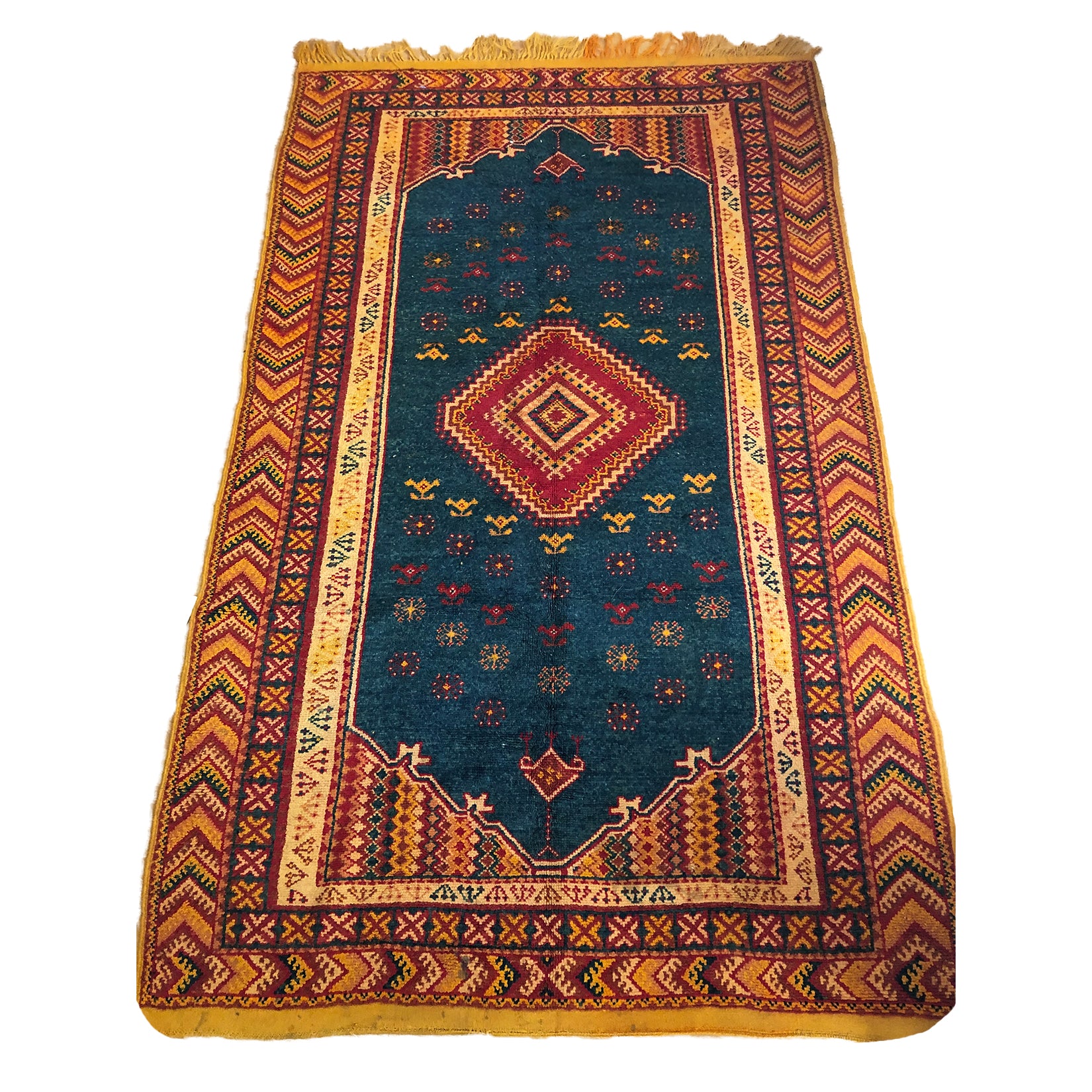 Traditional low pile rust colored Moroccan rug - Kantara | Moroccan Rugs