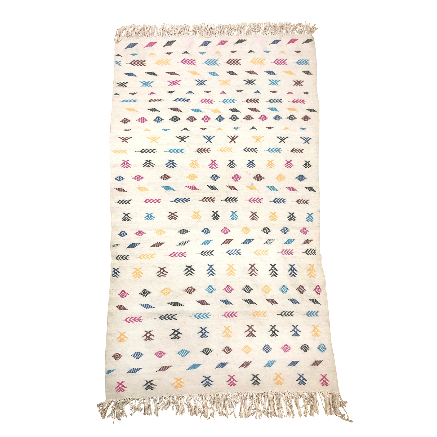 Colorful bohemian white Moroccan rug - Kantara | Moroccan Rugs