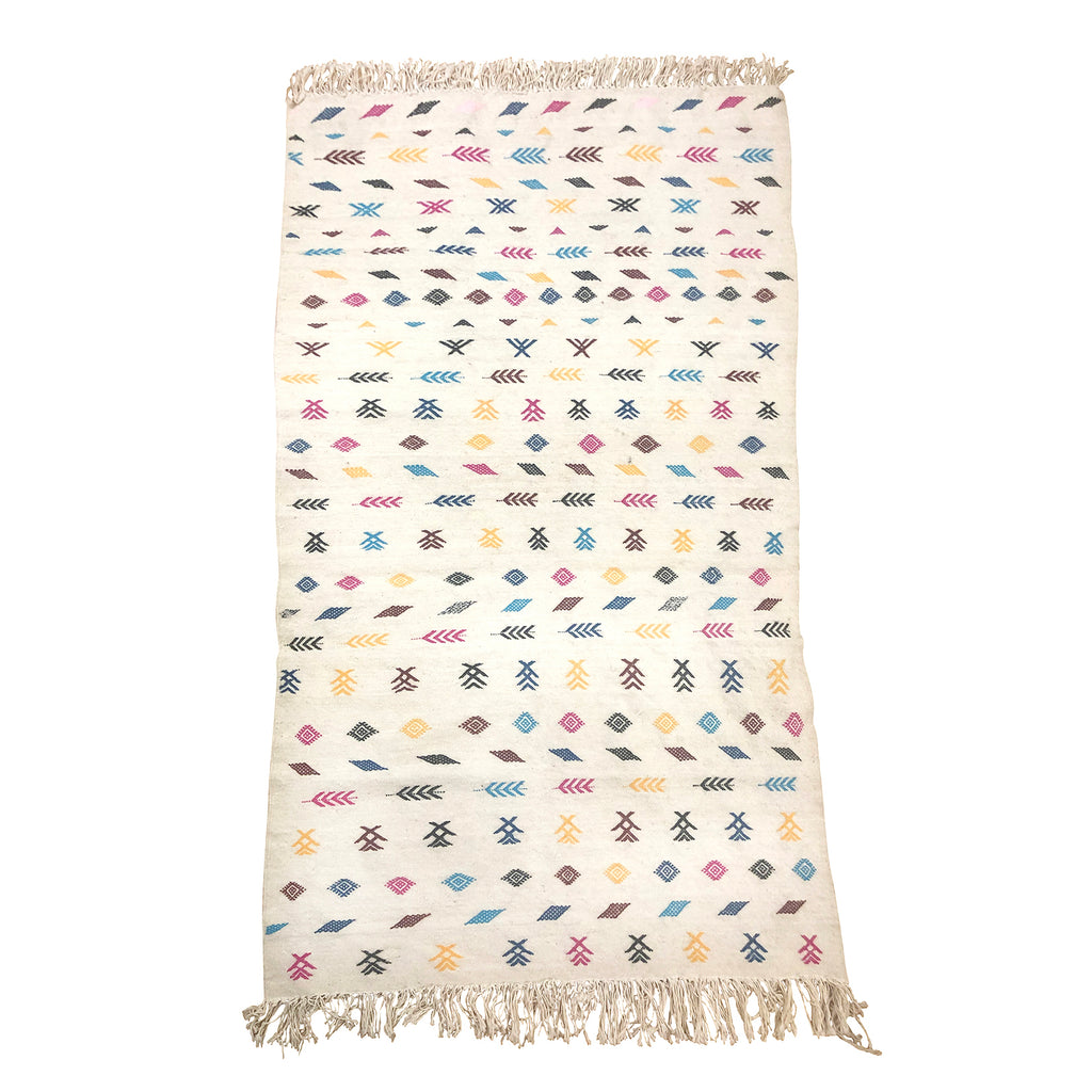 Colorful bohemian white Moroccan rug - Kantara | Moroccan Rugs