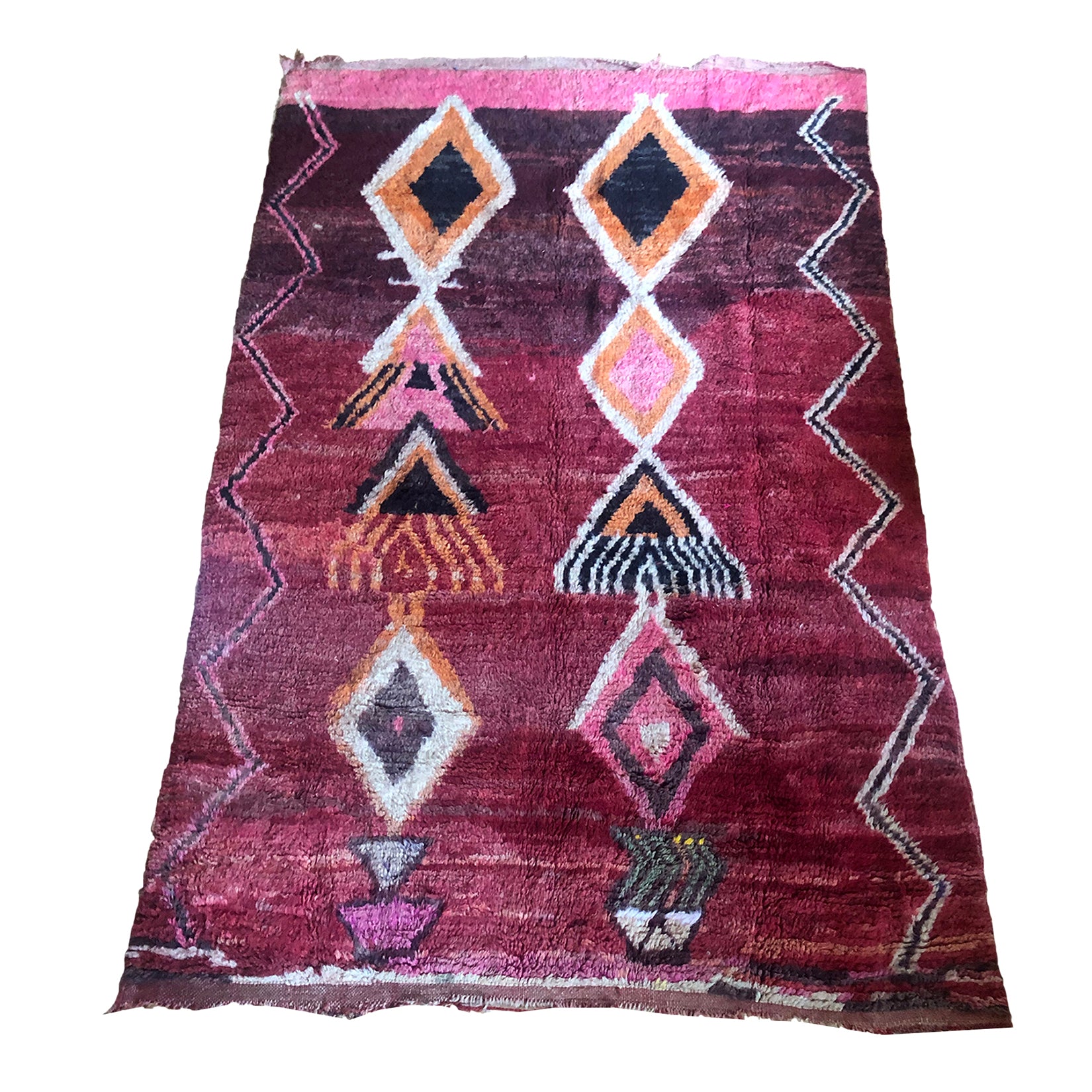 Red vintage Moroccan diamond rug - Kantara | Moroccan Rugs