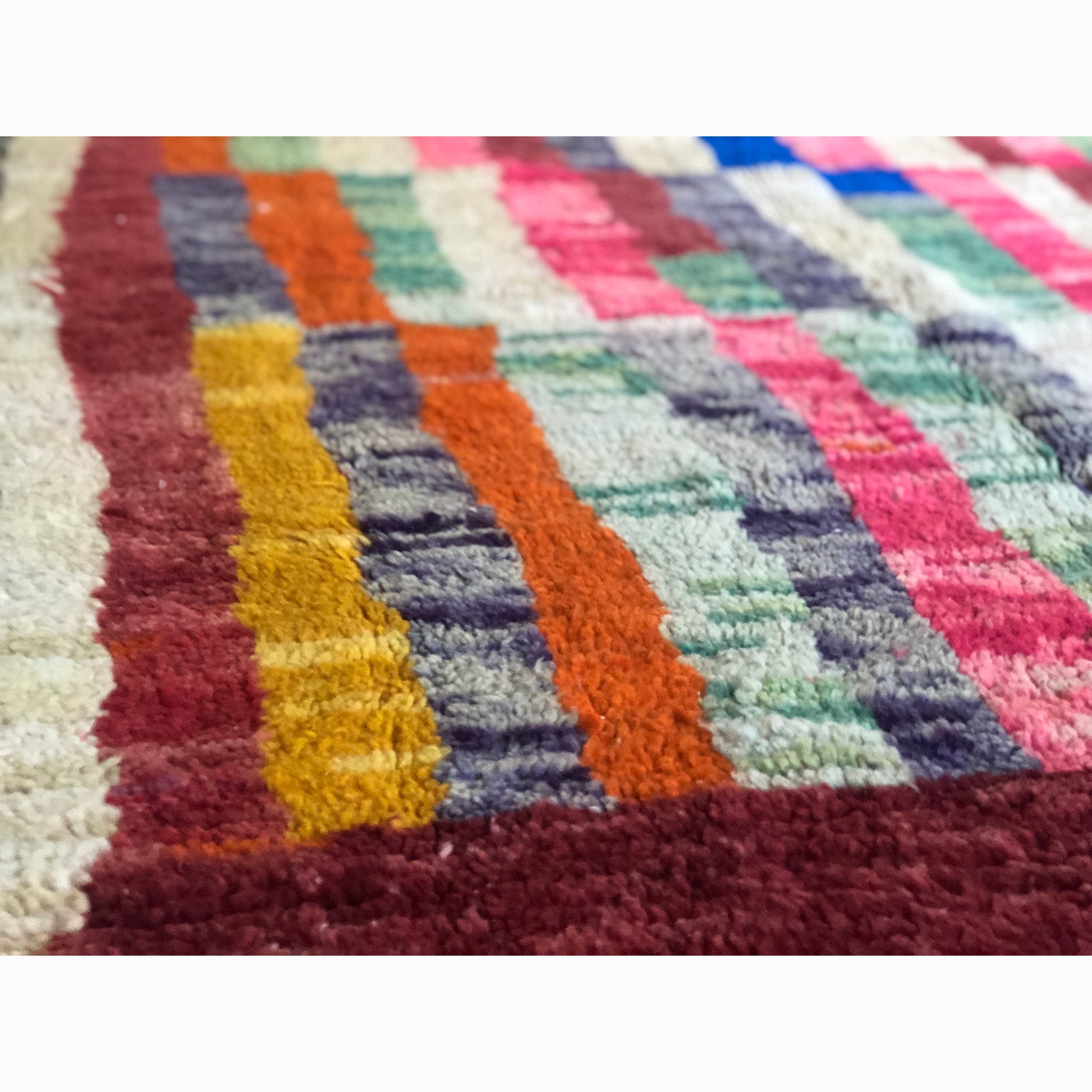 Bohemian geometric pattern design berber carpet - Kantara | Moroccan Rugs