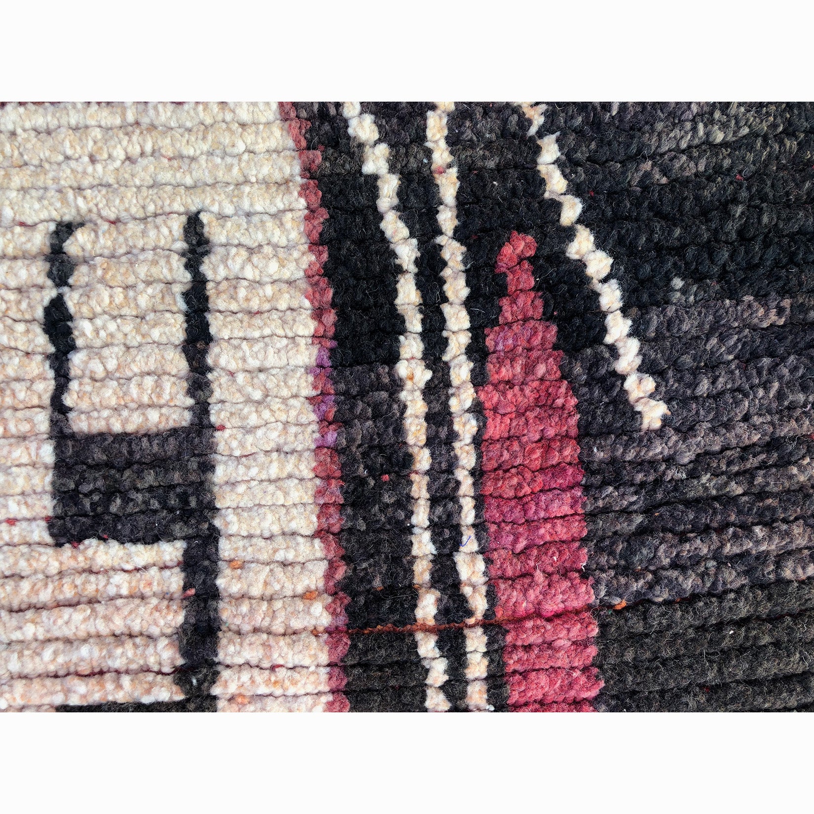 Pink black and cream low pile Moroccan rug- Kantara | Moroccan Rugs
