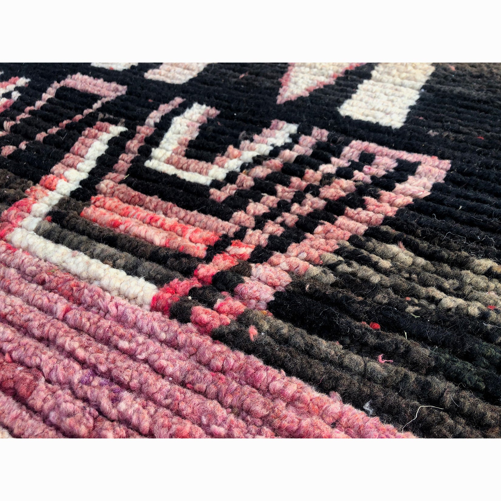 Eclectic pink wool Moroccan runner rug - Kantara | Moroccan Rugs