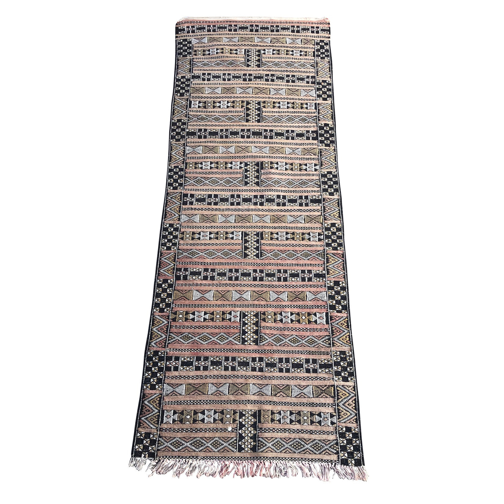 Traditional brown and white Moroccan runner rug - Kantara | Moroccan Rugs
