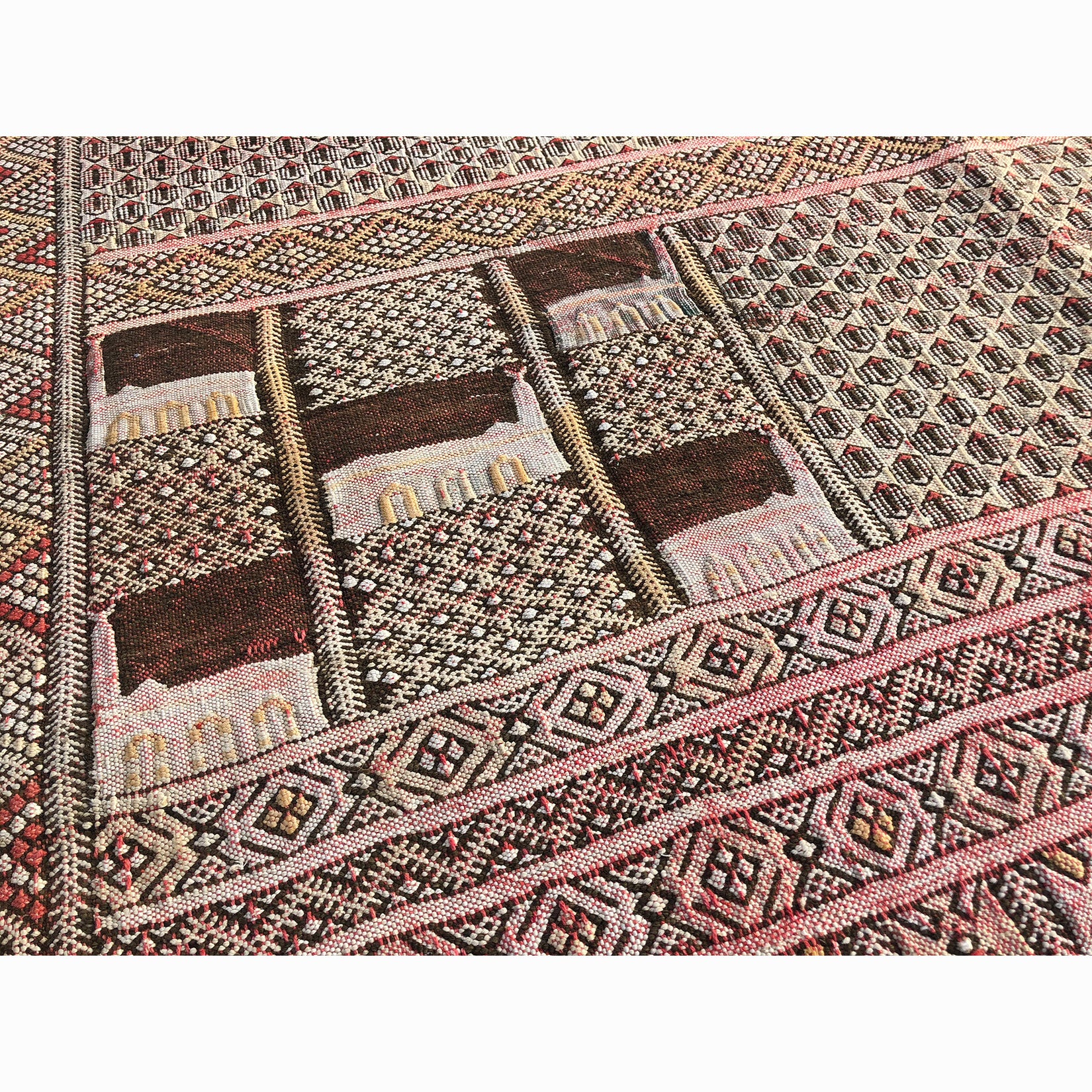 Red vintage geometric tribal runner rug Moroccan rug - Kantara | Moroccan Rugs