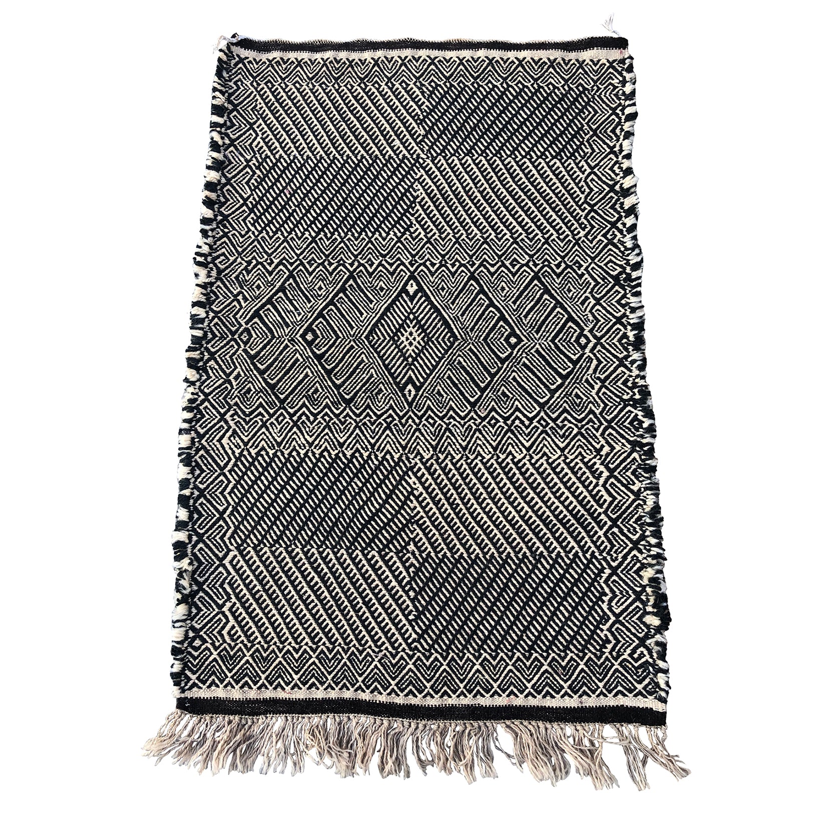Black and white bohemian flat weave berber rug - Kantara | Moroccan Rugs