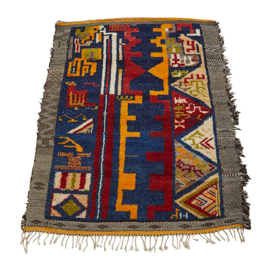 Authentic colorful geometric pattern design Moroccan Rug - Kantara | Moroccan Rugs