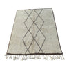  White Moroccan Beni Ourain rug with geometric pattern design - Kantara | Moroccan Rugs