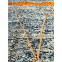 Blue Moroccan area rug with abstract pattern - Kantara | Moroccan Rugs