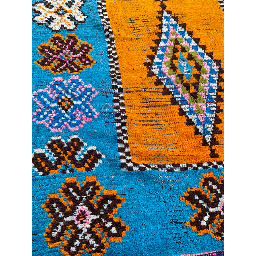 Authentic orange and blue Moroccan carpet - Kantara | Moroccan Rugs