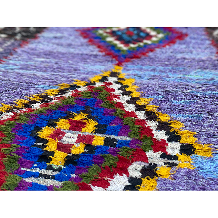 Authentic boucherouite rag rug with diamond motif - Kantara | Moroccan Rugs
