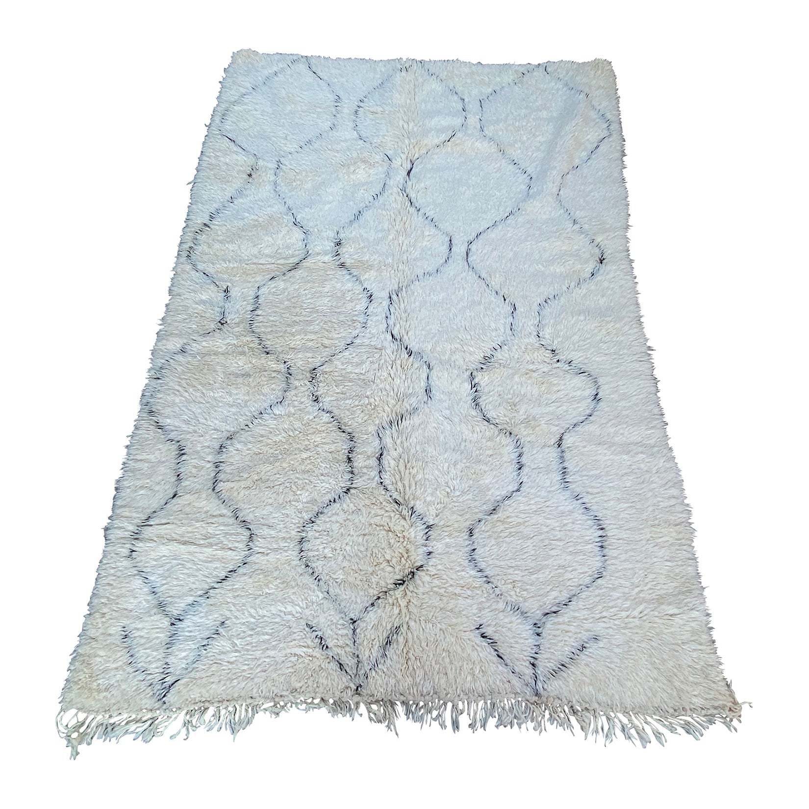 Large white berber carpet with geometric pattern design - Kantara | Moroccan Rugs