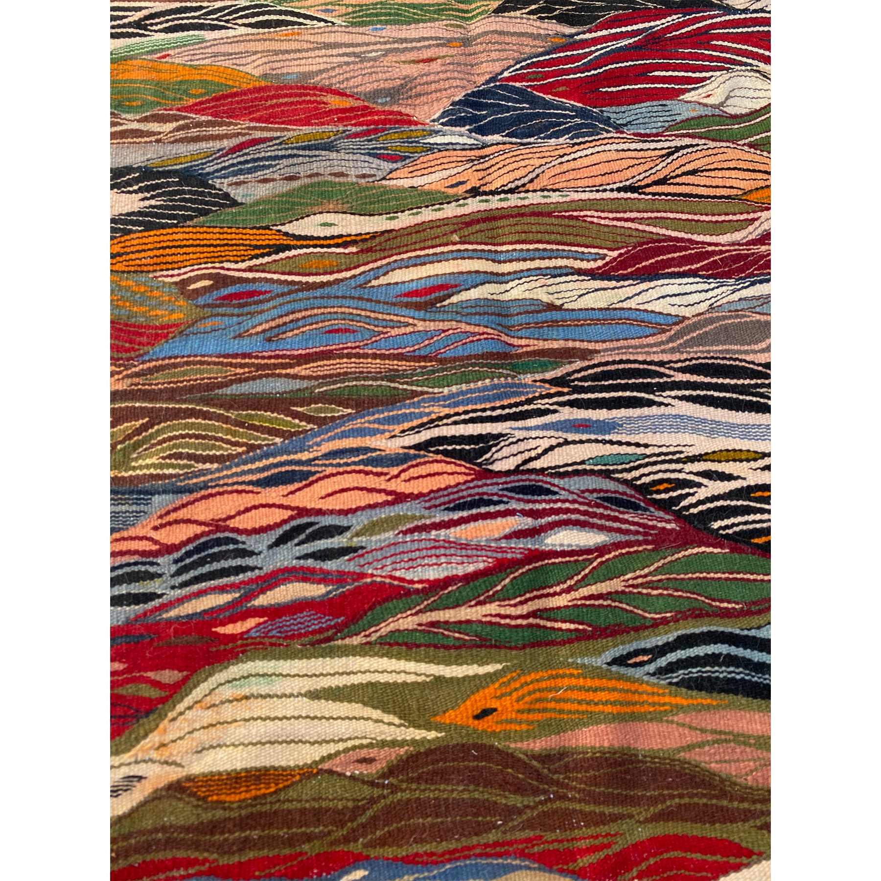 Colorful low pile Moroccan throw rug  - Kantara | Moroccan Rugs