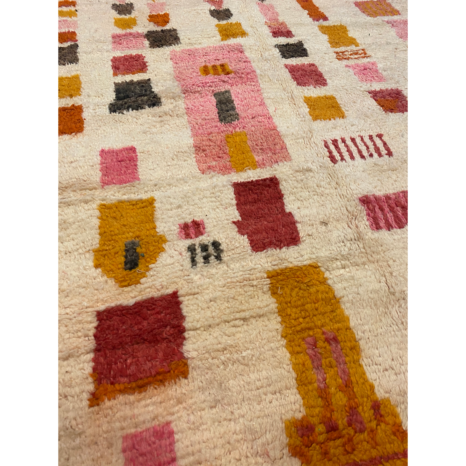 Detail of modern Moroccan rug for child's playroom or nursery