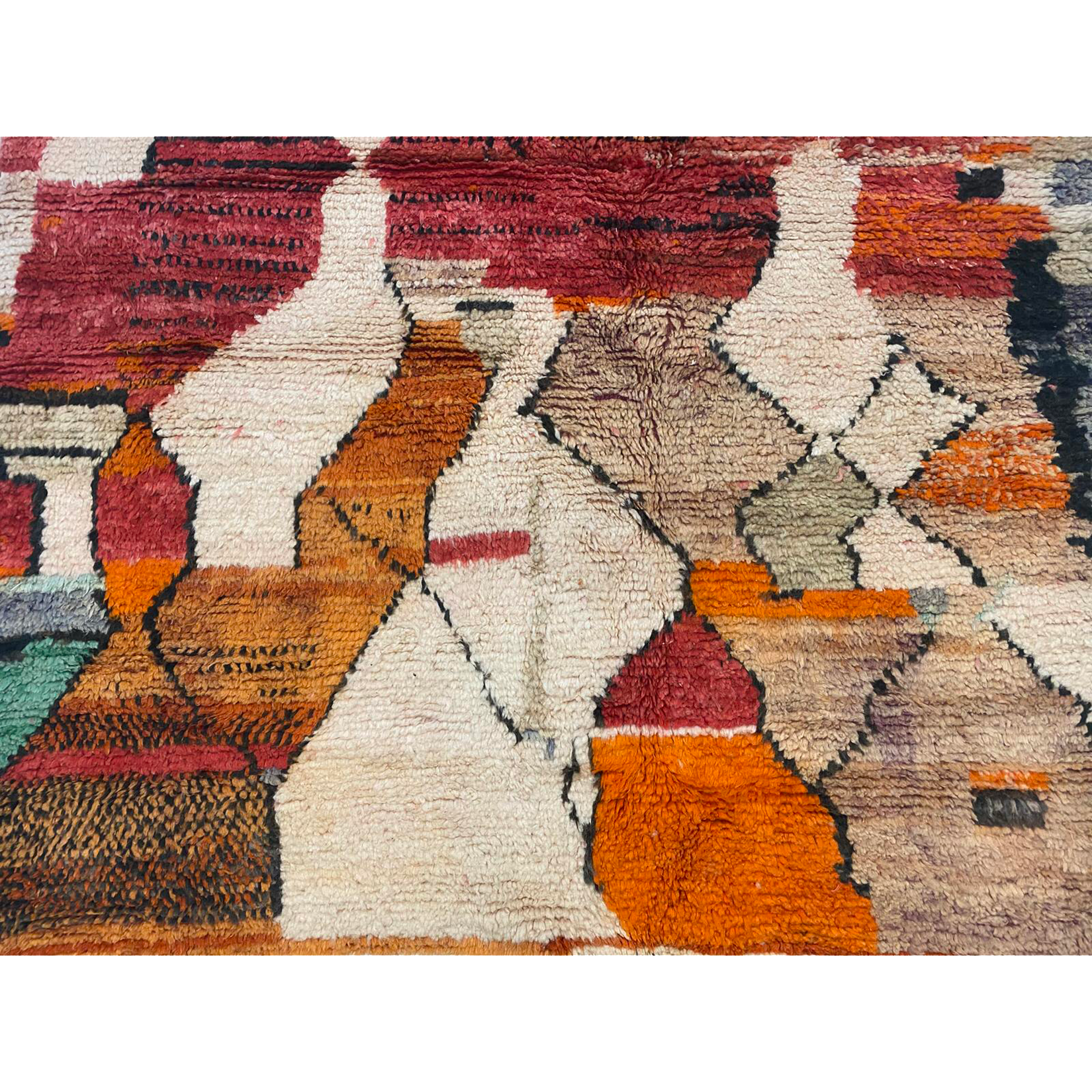 Modern art deco berber carpet in pink and orange - Kantara | Moroccan Rugs