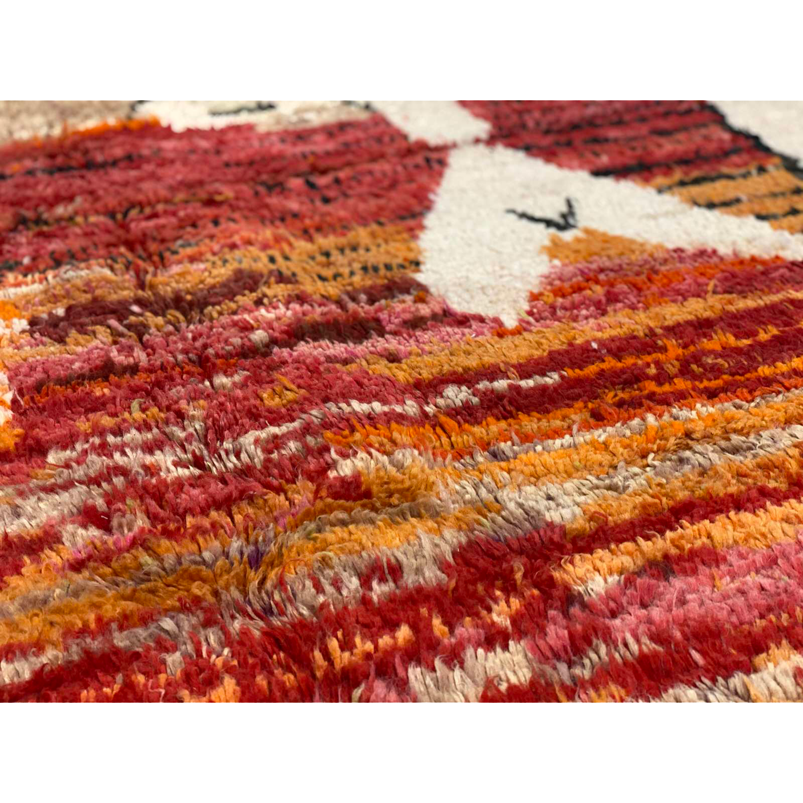 Pink and orange art deco Moroccan area rug - Kantara | Moroccan Rugs