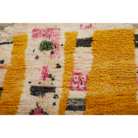 Yellow Moroccan rug featuring a geometric pattern design - Kantara | Moroccan Rugs