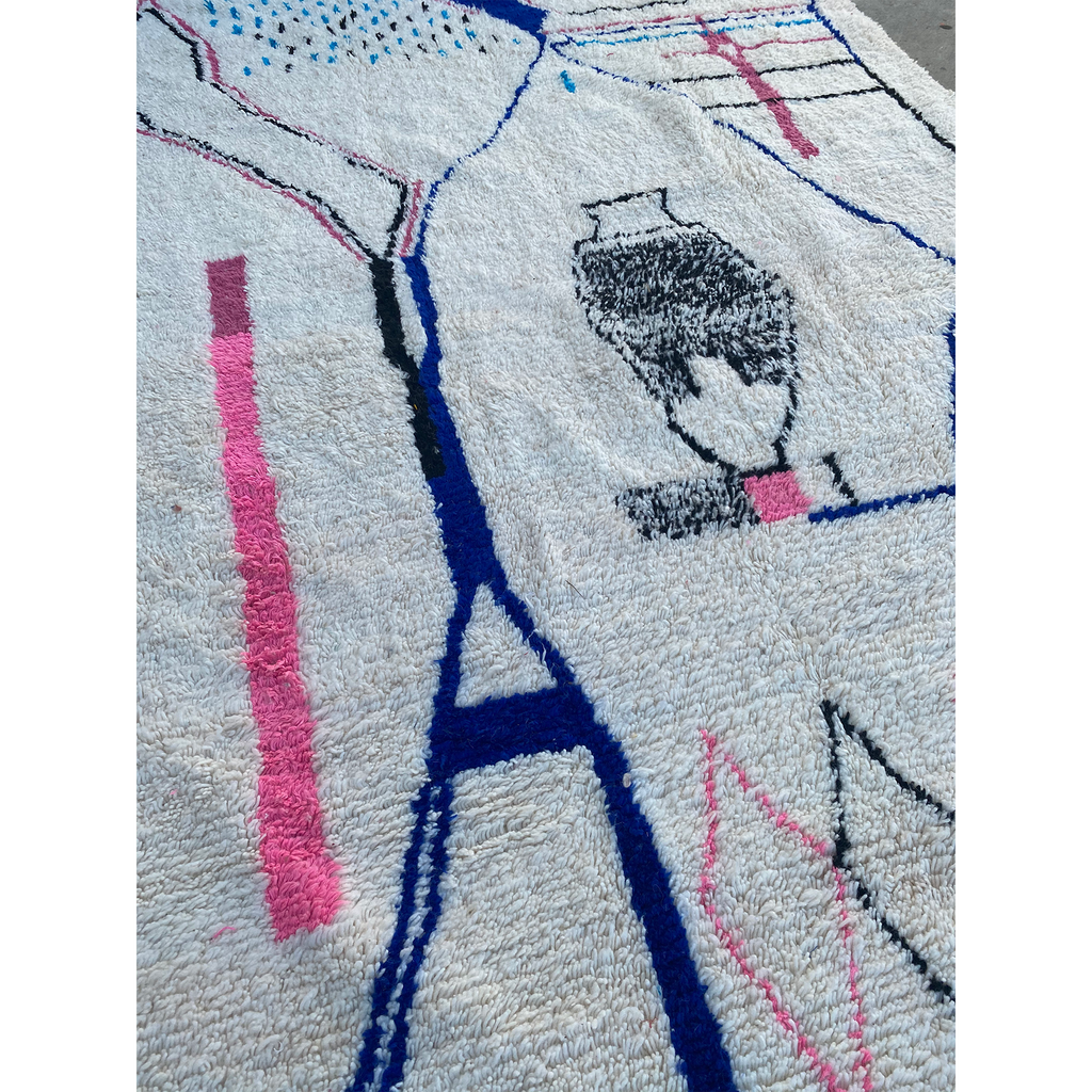 White Moroccan area rug with unique abstract pattern design - Kantara | Moroccan Rugs