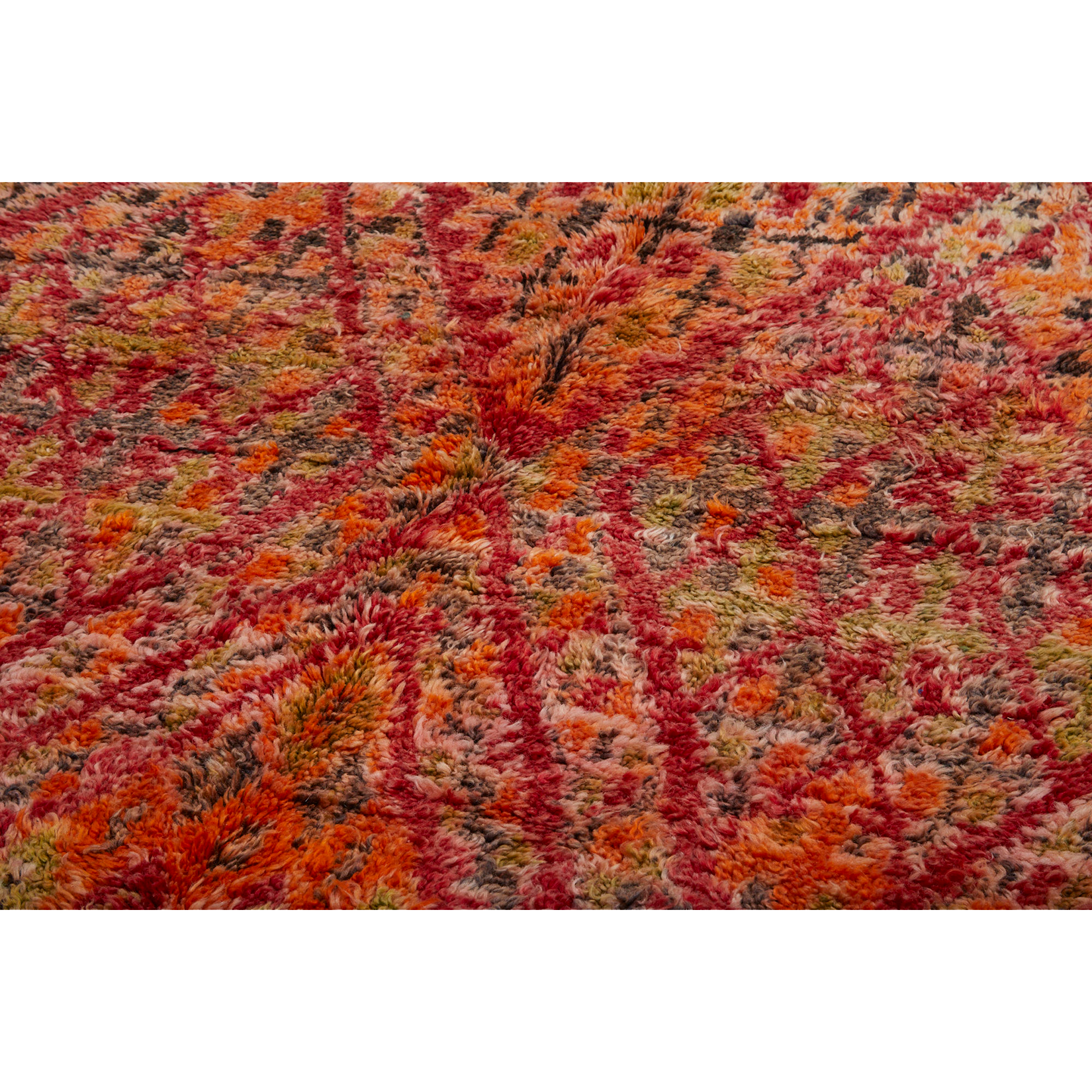 Geometric diamond berber carpet in red and orange - Kantara | Moroccan Rugs