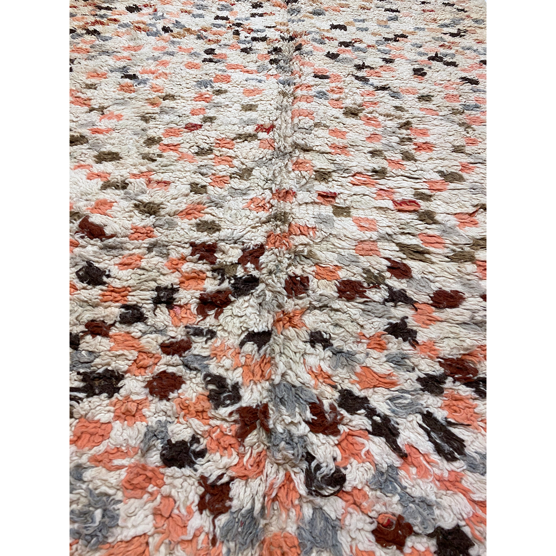 White Moroccan berber carpet with colorful pattern design - Kantara | Moroccan Rugs