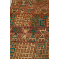 Vintage artisan made Moroccan berber area rug with details in teal and white - Kantara | Moroccan Rugs