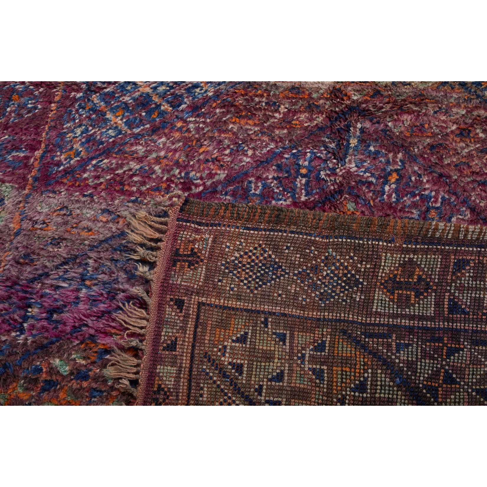 Purple Moroccan area rug with geometric pattern design - Kantara | Moroccan Rugs