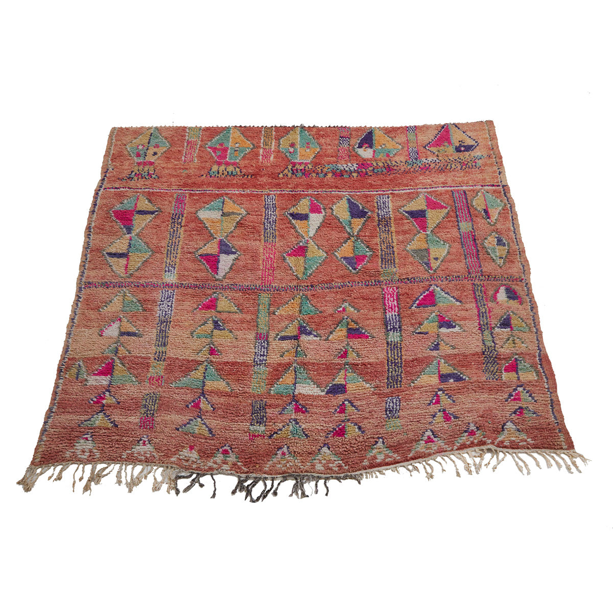 Pink and orange Moroccan rug with geometric pattern - Kantara | Moroccan Rugs