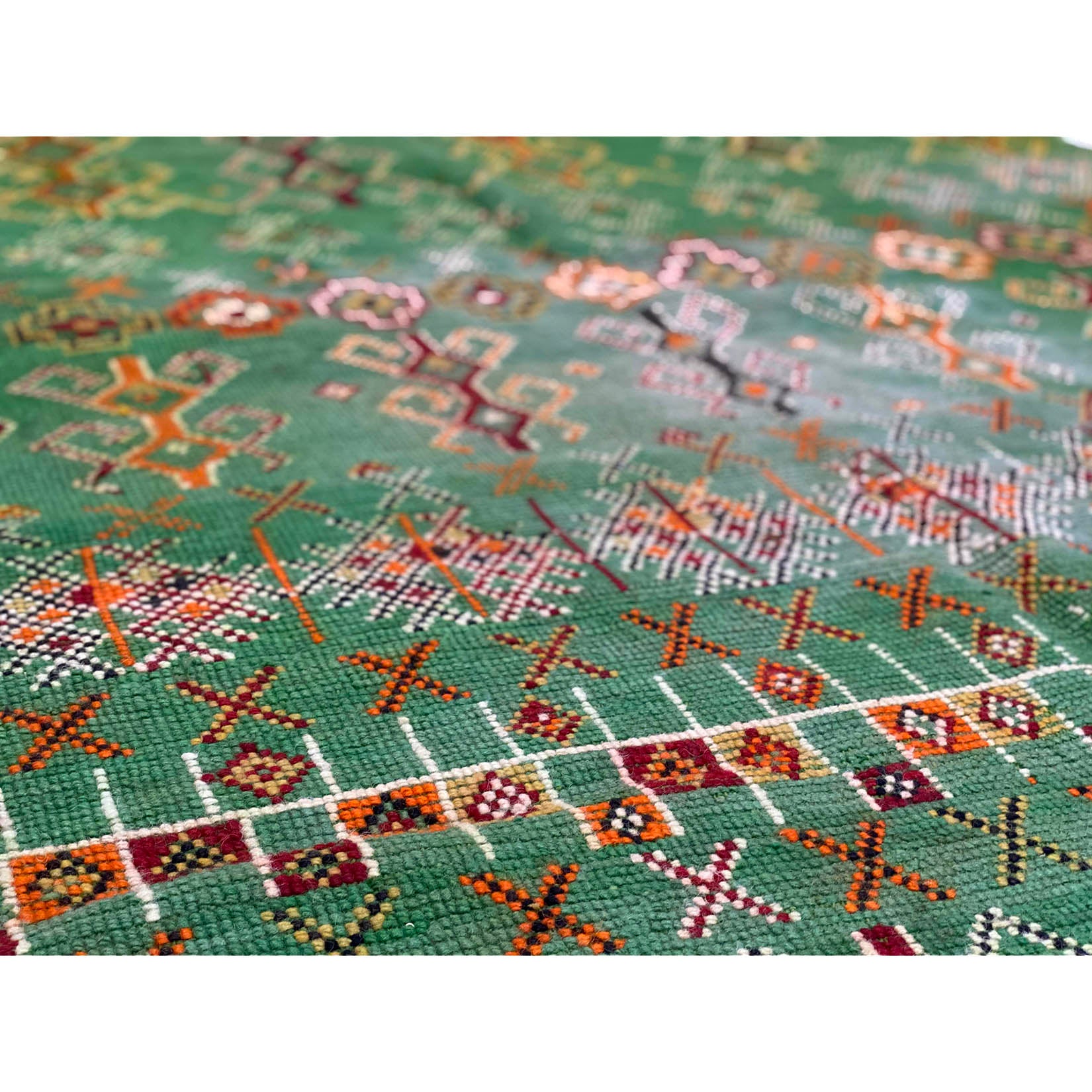 Contemporary reversible Moroccan berber carpet in green - Kantara | Moroccan Rugs