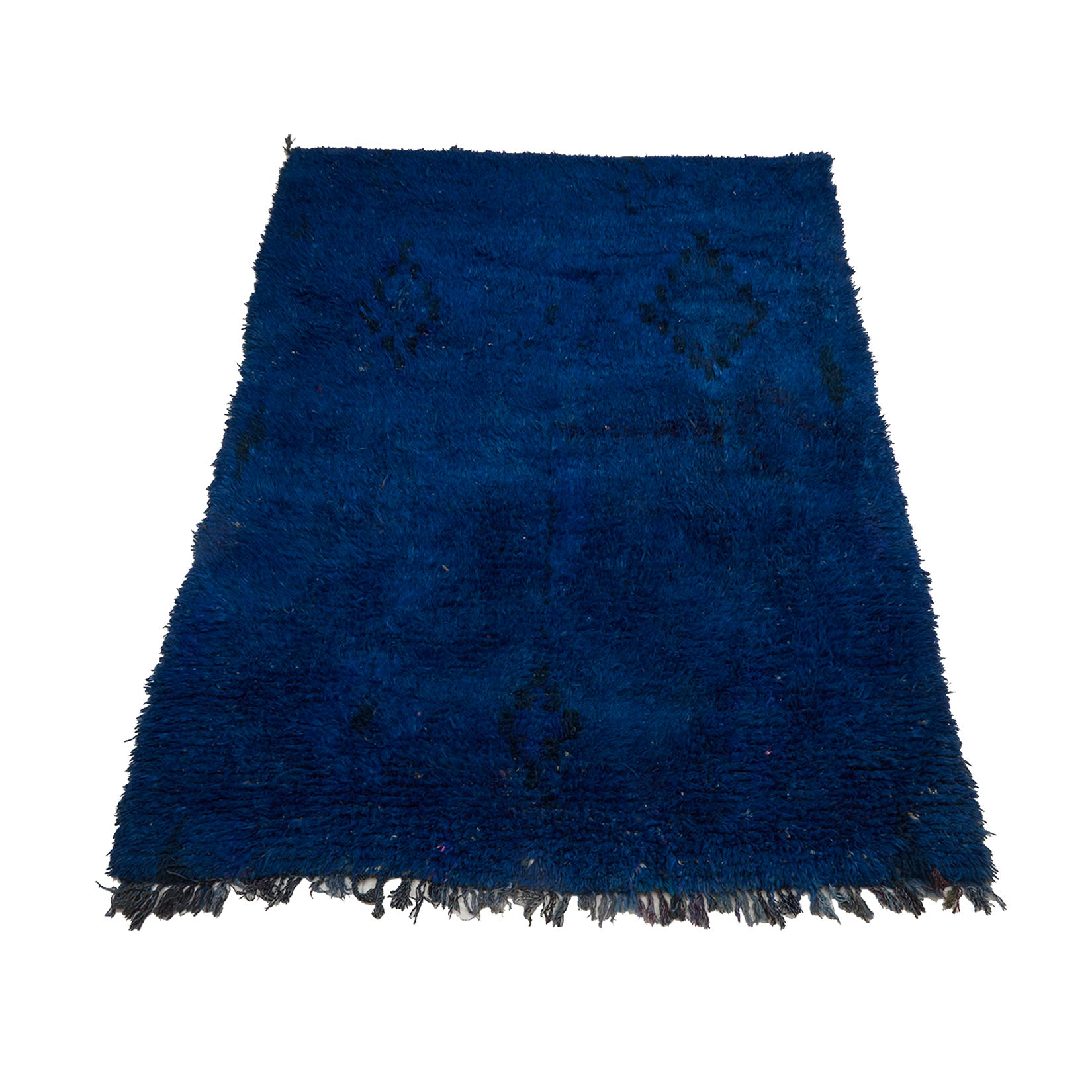 Moroccan overdye rug in cobalt blue with diamond motifs - Kantara | Moroccan Rugs