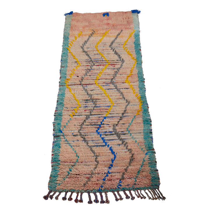 Authentic Moroccan rag rug with wavy pattern design - Kantara | Moroccan Rugs